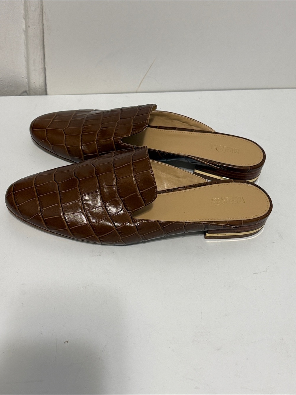 Michael Kors Brown Croc-Embossed Slip-On Loafers - Picture 4 of 10